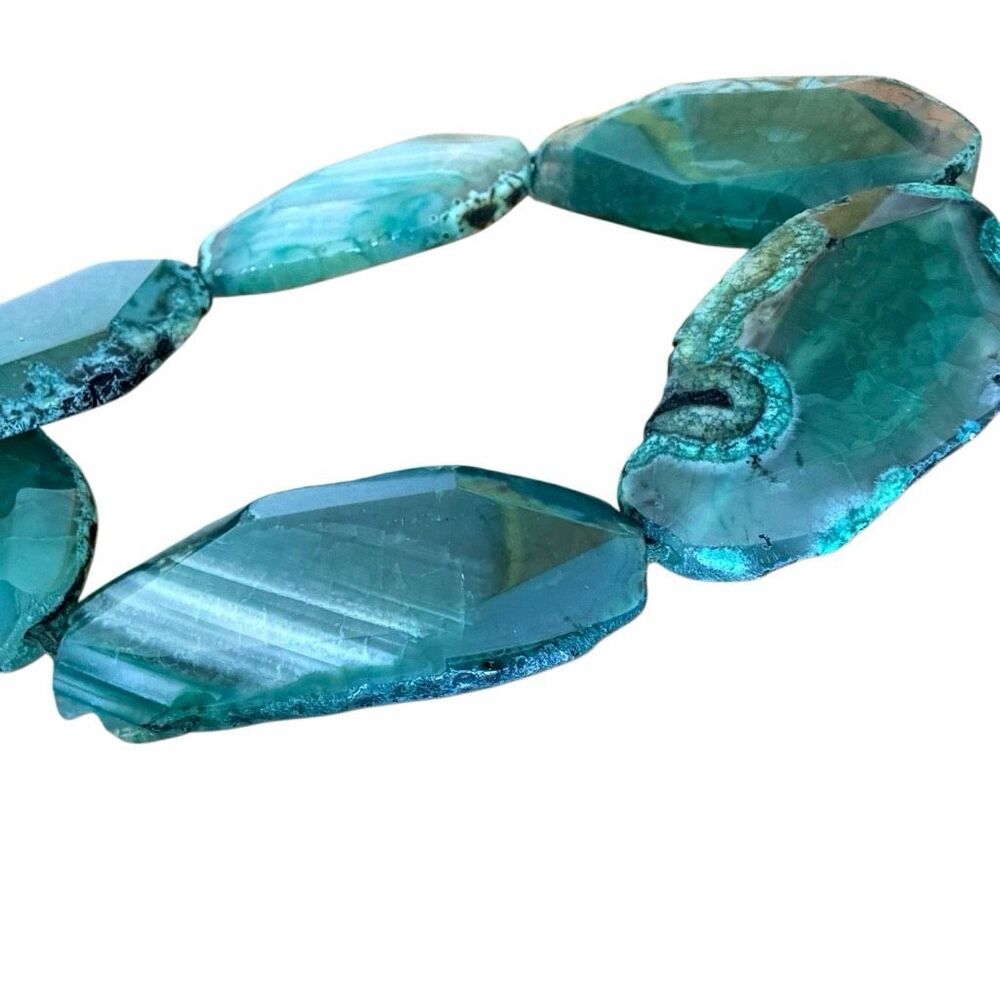 Kenneth Lane Green Agate Slice Statement Necklace - Picture 9 of 10